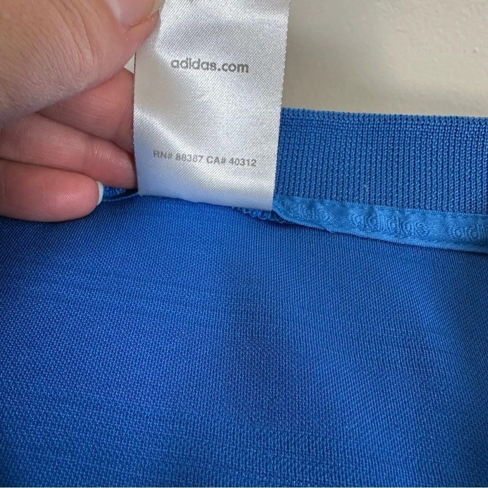 Adidas Mens Performance Polo Shirt Blue Stripe Polo XL Golf Spring Athletic